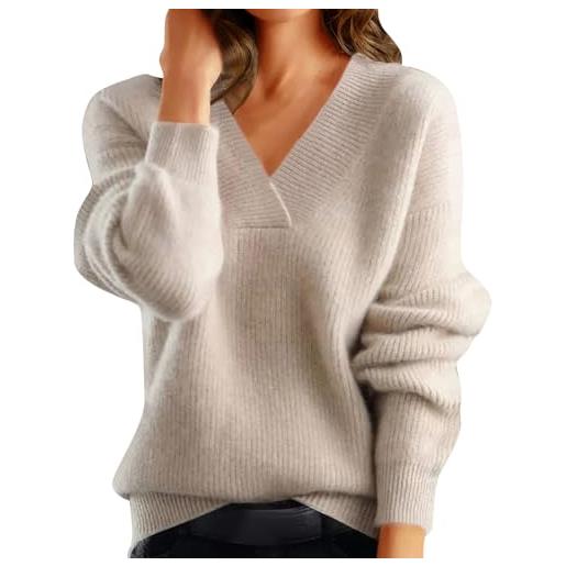 Yekdmxop maglione da donna invernale maglioni collo alto/girocollo oversize maglie lana merinos maglione maglioncino con vestibilità pullover eleganti caldo sweater curvy bluse leggero autuno inverno