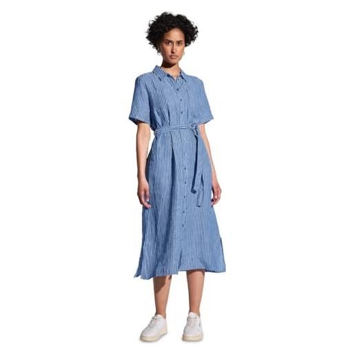 Street One a144346 abito in lino a righe, serenity blue, 40 donna