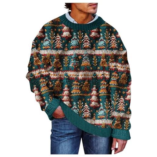 VPQILH maglione natalizio uomo, babbo natale albero natalizie maglioni natalizio girocollo felpa natale uomo a naniche lunghe felpe natalizie, ugly christmas sweater caldo maglioncino casual larghe jumper