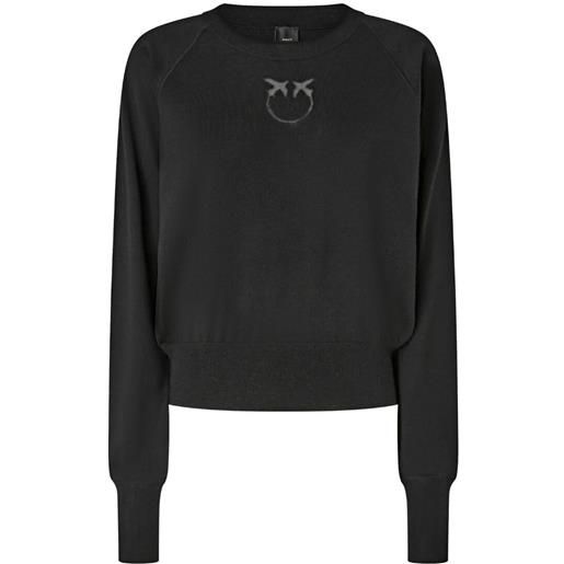 Pinko maglia donna logo love birds in trasparenza nero l