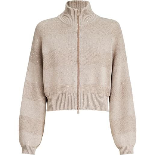 Brunello Cucinelli cardigan a righe - toni neutri