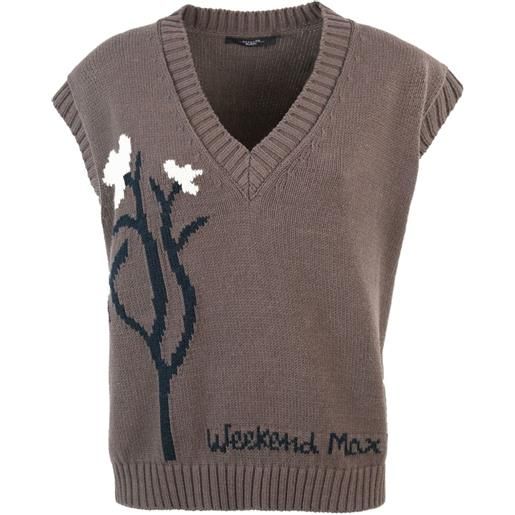 Weekend Max Mara maglione con ricamo a fiori - marrone