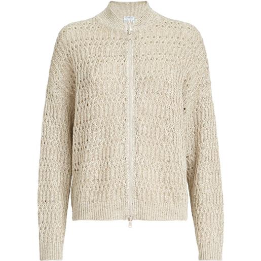 Brunello Cucinelli cardigan con zip - toni neutri