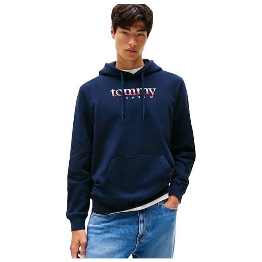 Tommy Jeans uomo felpa con cappuccio regular fit, grigio (lt grey htr), xl