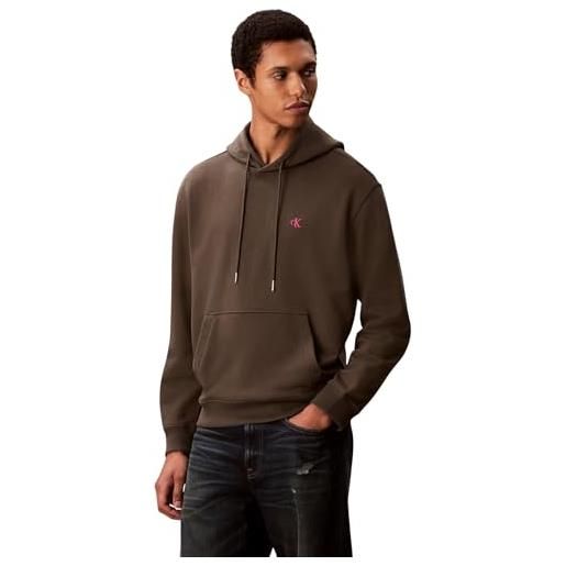 Calvin Klein ls eu 350terry monogram hoodie lv04rc297g felpe, white(chalk), xl uomo