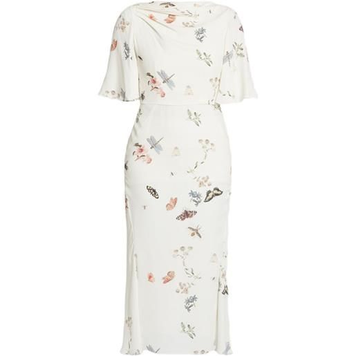 ERDEM abito midi con stampa - toni neutri