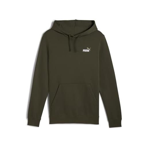 PUMA felpa con cappuccio essentials con logo piccolo n. 1 bicolore da uomo m, dark olive green