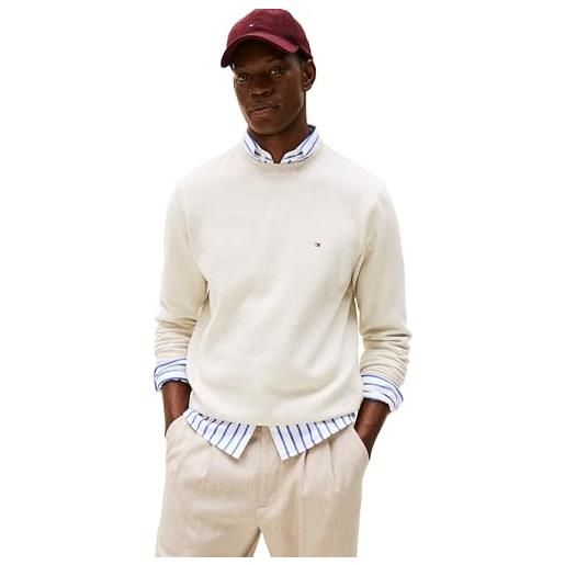 Tommy Hilfiger ess seasonal fleece crewneck mw0mw40000 felpa senza bottoni, marrone (cioccolato), l da uomo, marrone (cioccolato), l