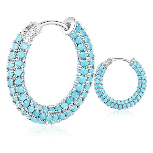 4mm Acqua Orecchini con Zirconia Cubica Massiccio 9ct Oro