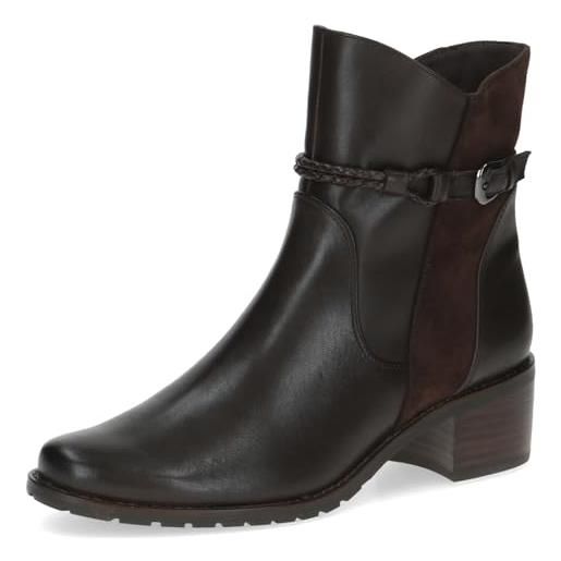CAPRICE stivaletti da donna con fibbia tacco a blocco, marrone (dk brown comb), 39 eu