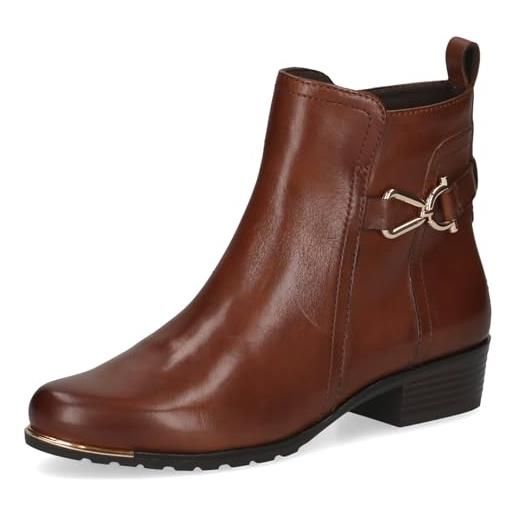CAPRICE stivaletti da donna in pelle tacco basso, marrone (cognac nappa), 37,5 eu