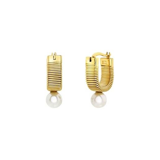 Orecchini A Cerchio Breil Stylize Con Pendente Esagonale Removibile - Oro Con Malachite, Idea Regalo