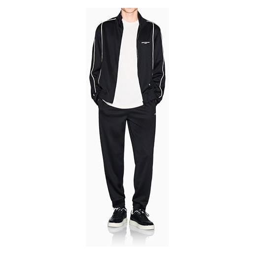 Armani Exchange felpa da uomo, a maniche lunghe, con logo laterale, chiusura lampo, colore grigio, xxl, wind chime, xxl