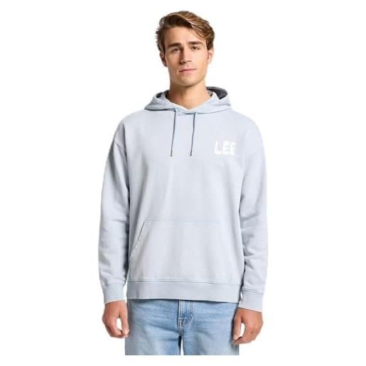 Lee relaxed graphic hoodie felpa con cappuccio, grigio cemento, m uomo