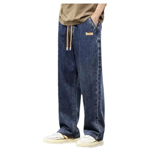 Jeans Uomo Lungo Denim Chiaro Con Rotture - Elastico E Coulisse, Regular Fit, Made In Italy
