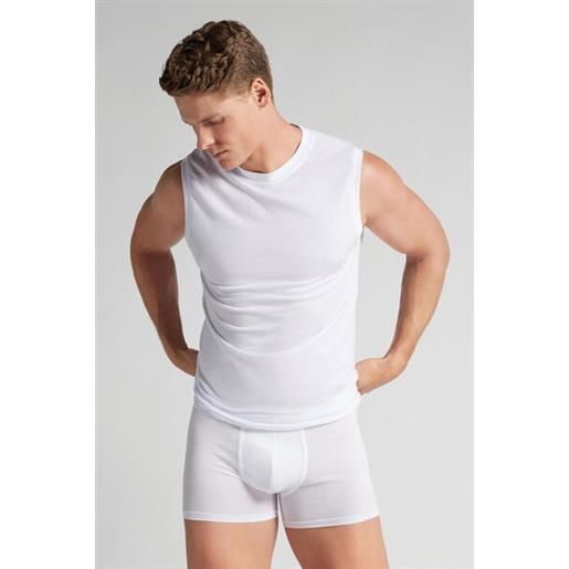 Intimissimi canotta smanicata in cotone superior extrafine bianco