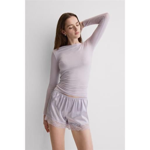 Intimissimi maglia manica lunga ultralight con cashmere e scollo a barchetta viola