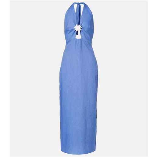 Cala de la Cruz abito lungo orly in lino con cut-out
