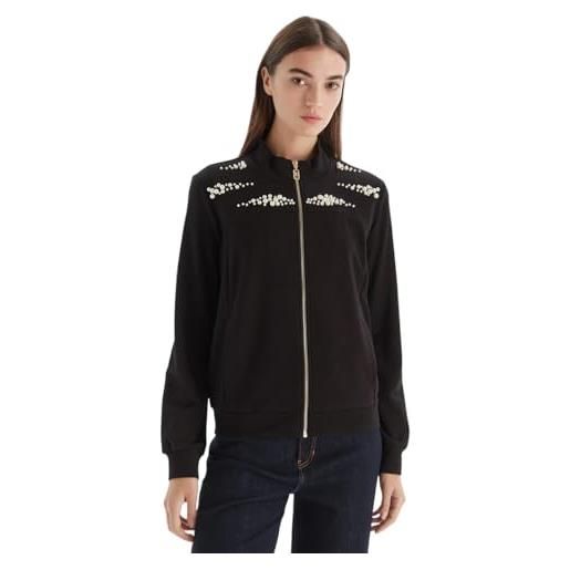 Liu Jo felpa donna invernale con zip lunga c/applicazioni tf5152 (it, testo, xl, regular, regular, black)