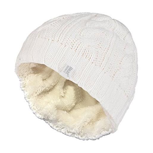 HEAT HOLDERS - cappello invernale da donna in pile termico foderato in maglia a maglia da 3,4 tog, crema, taglia unica