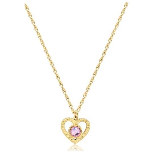 Collana girocollo S'AGAPO Gleam SLA03 in acciaio 316L con cristalli centrali