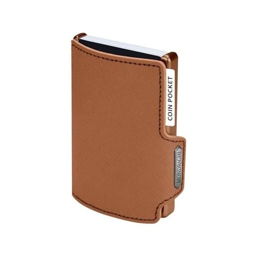 JASLEN Portafoglio Uomo In Pelle Con Portamonete - Modello Slim RFID, Colore Blu Navy-Cammello - 5