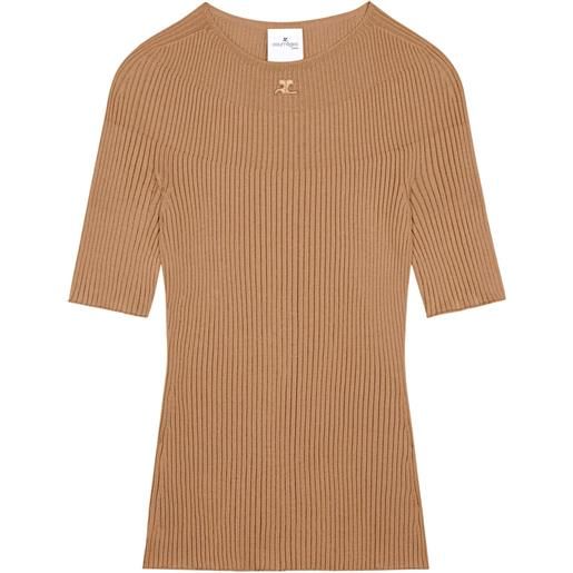 Courrèges maglione solar a coste - marrone