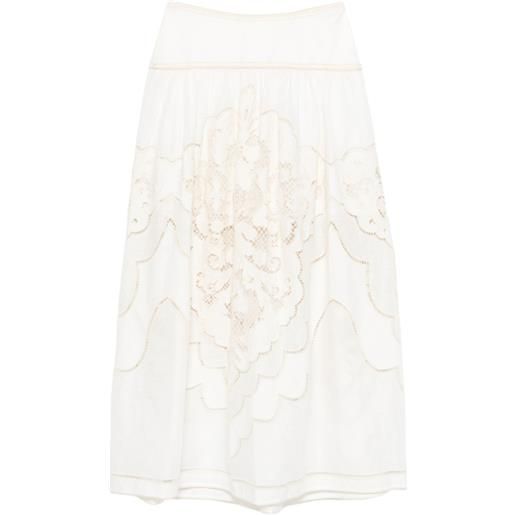 ZIMMERMANN gonna lunga daylight con ricamo - bianco