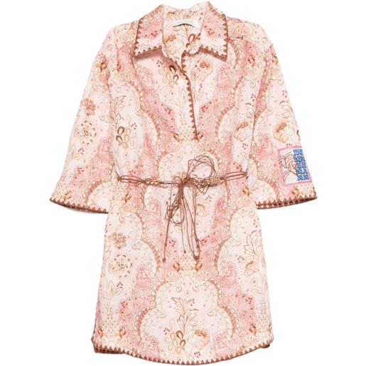 ZIMMERMANN abito corto daylight a fiori - rosa