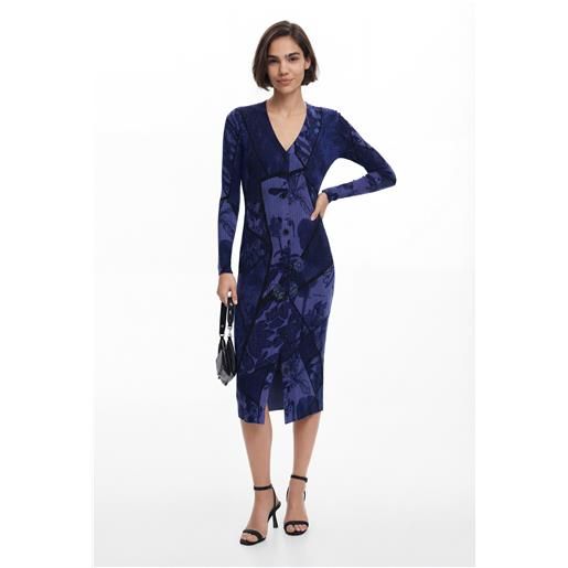 Desigual, vestito midi a fiori, donna, blu, l