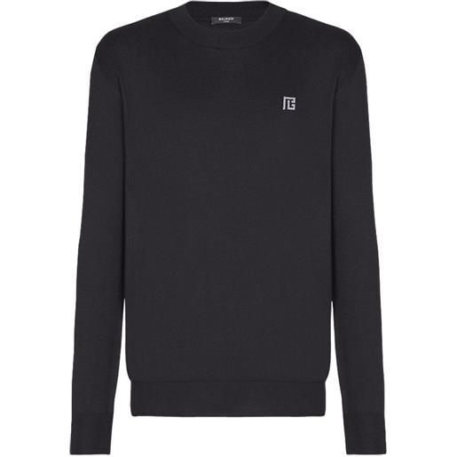 Balmain t-shirt a maniche lunghe con logo - nero