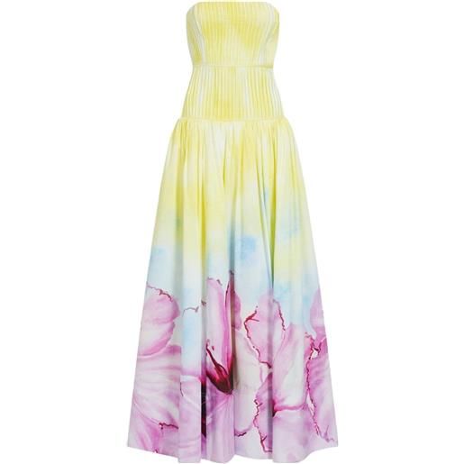 Aje abito a fiori senza spalline - giallo