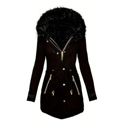 Generico giacca donna invernale parka termica pile cappotto con cappuccio elegante giacca abbigliamento donna invernale cappotto lungo rosso sport casual