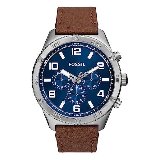Fossil BQ2512 Orologio Uomo Sullivan - Cassa 44mm In Acciaio Blu, Quadrante Multifunzione, Cinturino In Pelle Marrone, Impermeabile 50m - 2