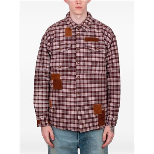 STORY mfg. giacca-camicia harvest con design patchwork - marrone