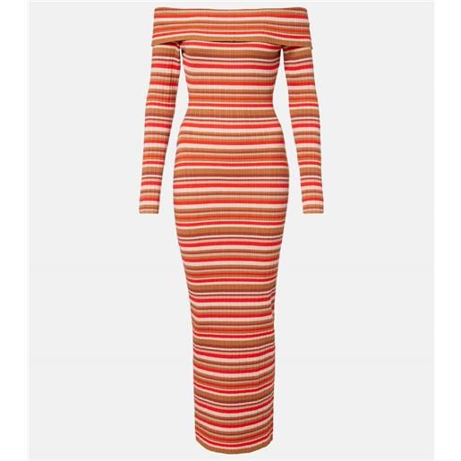 Bananhot abito lungo bonnie off-shoulder in maglia a coste