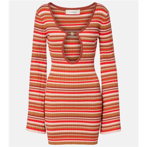 Bananhot miniabito rey a righe in maglia a coste con cut-out