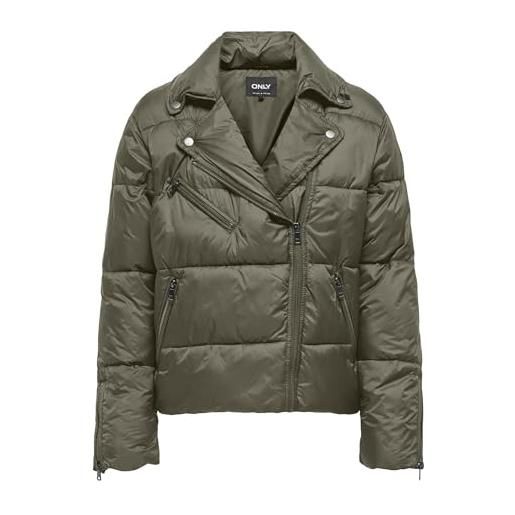 ONLY onlvanilla puffer biker jacket otw giacca trapuntata da donna, marrone, m, marrone, m