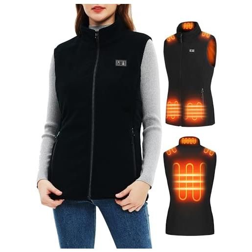 PYALT gilet riscaldato donna in pile, maglia riscaldata elettrica, dotato di batteria da 7.4v 16000mah