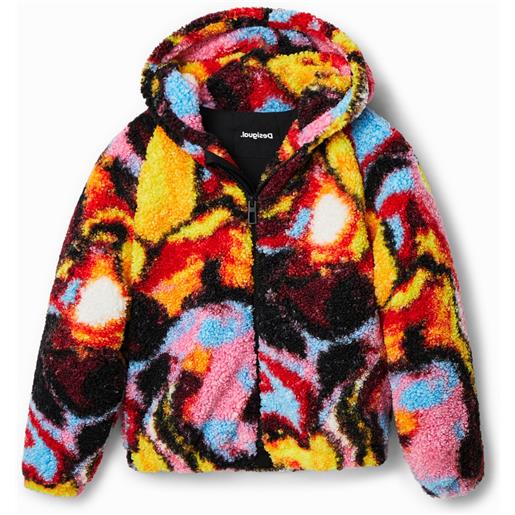 Desigual, giubbotto montone stampa digitale, bambini, poliestere, rosso, 11/12