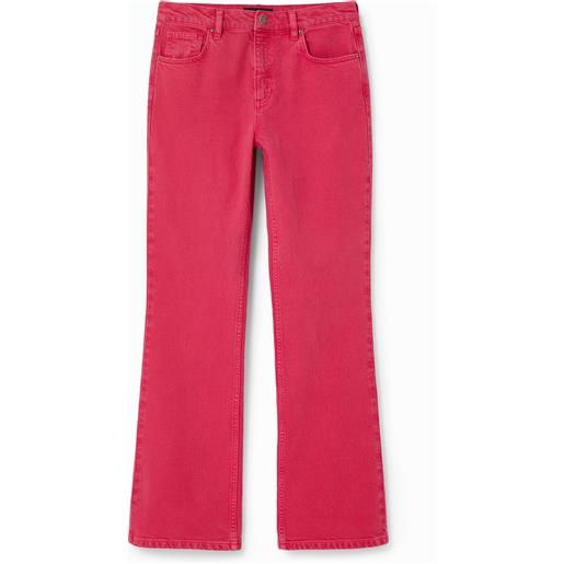 Desigual, jeans flare tinta unita, cotone, rosso, 34