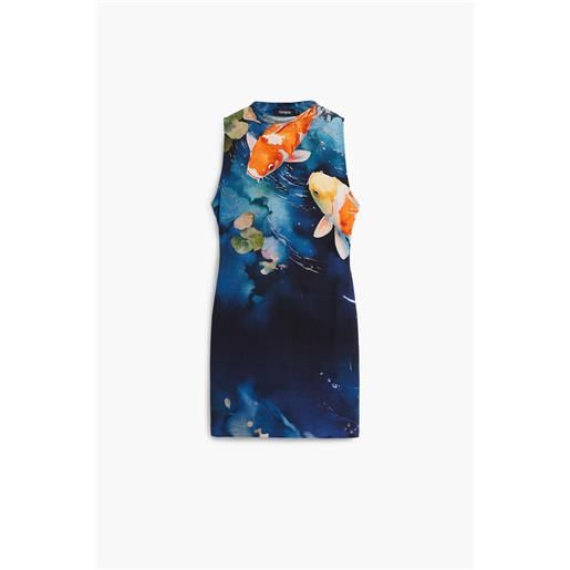 Desigual, abito koi, donna, cotone, blu, l