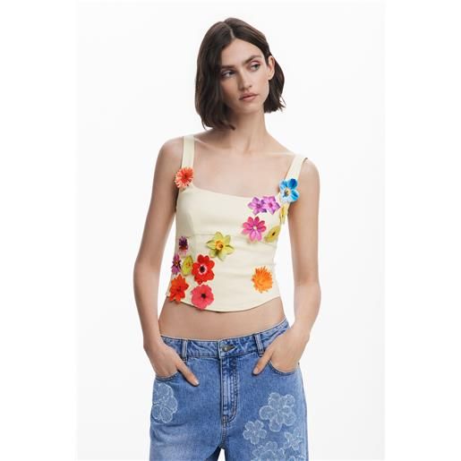 Desigual, blusa corsetto fiori tyler mc. Gillivary, donna, cotone, l