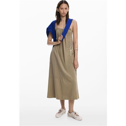 Desigual, abito con scollo dritto, donna, cotone, verde, l