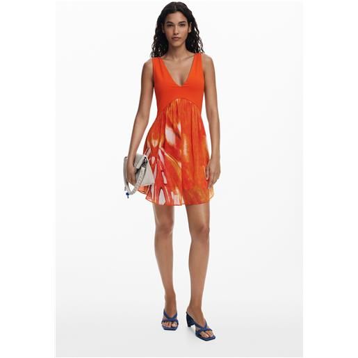 Desigual, abito corto con stampa etnica, donna, arancione, l