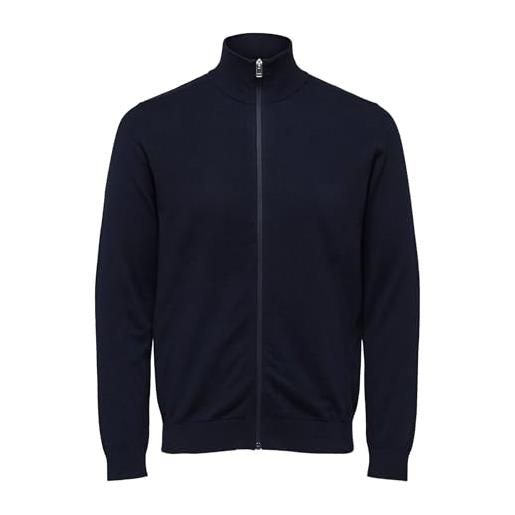 SELECTED HOMME felpa a maniche lunghe da uomo selected basic | cardigan in cotone tinta unita | slhberg zip, grigio (antracite/melange), m