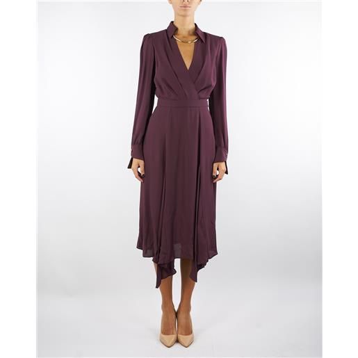 ELISABETTA FRANCHI abito merlot in georgette con collana tubolare
