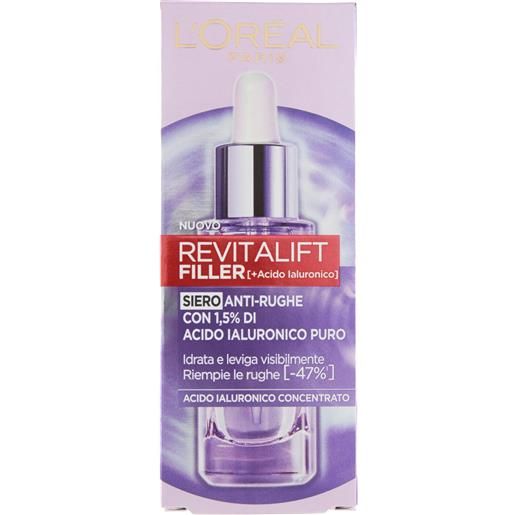 L'oréal Paris revitalift filler siero anti-rughe idratante levigante riempitivo 30ml