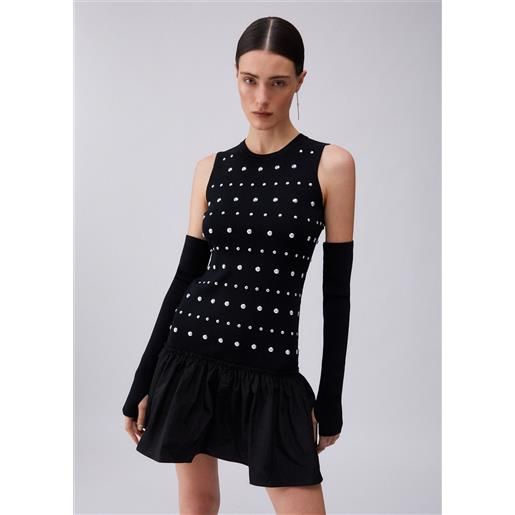 LIUJO liu jo abito in maglia con maniche thumbhole, nero