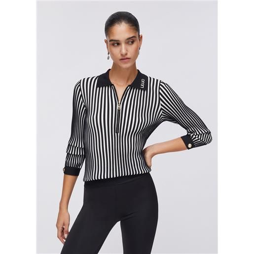 LIUJO liu jo maglia serafino a coste, nero